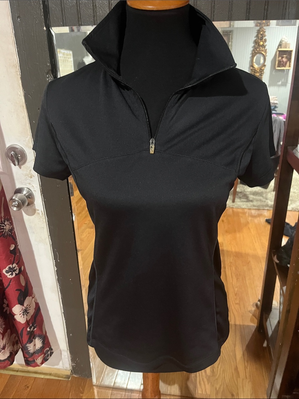 tek gear Black Short Sleeve Half-Zip Performance Top